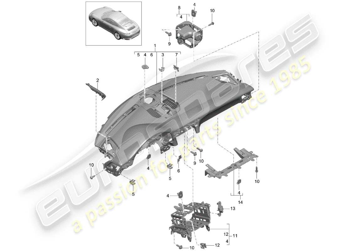 a part diagram from the porsche 991 parts catalogue