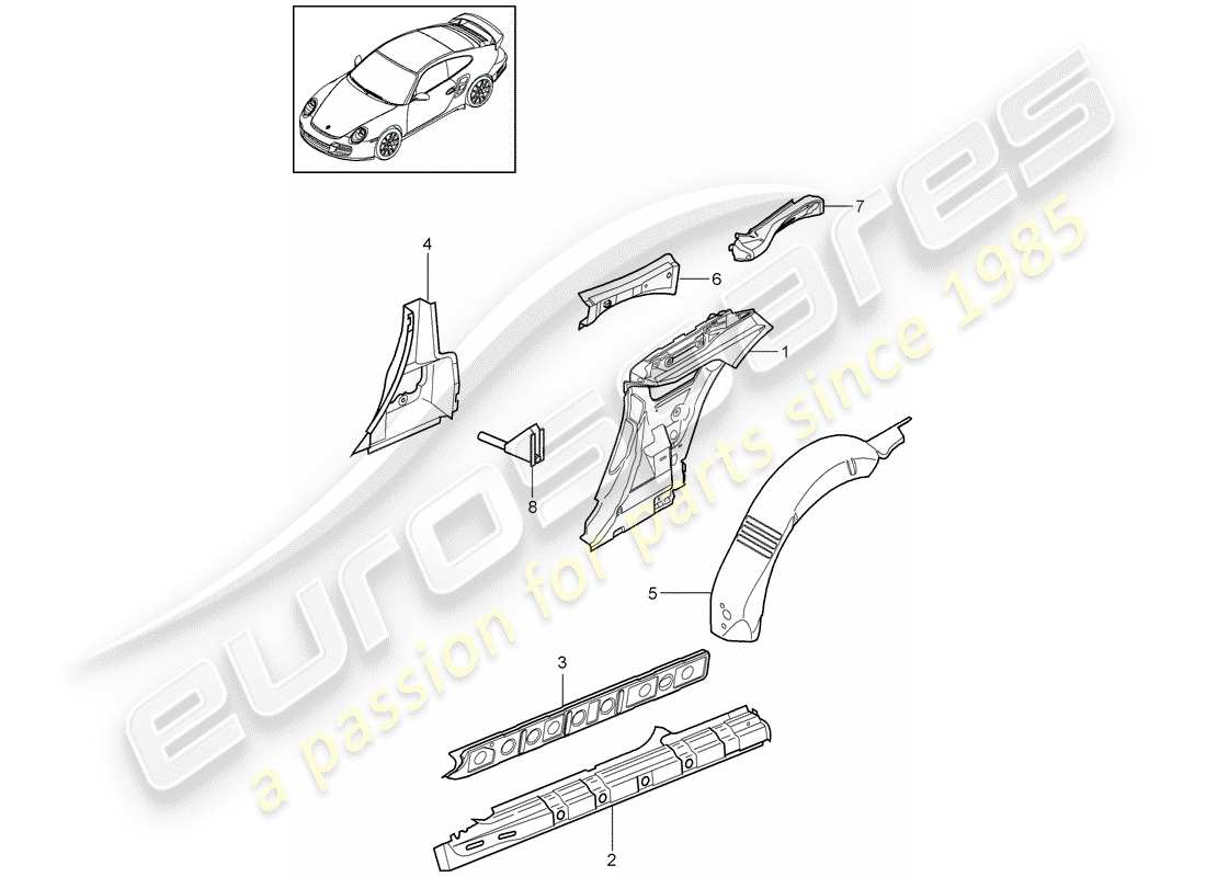 a part diagram from the porsche 911 t/gt2rs parts catalogue