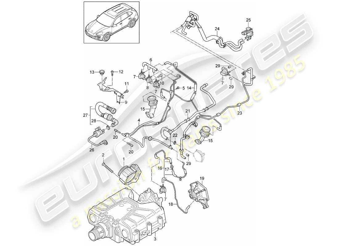 a part diagram from the porsche cayenne e2 (2013) parts catalogue