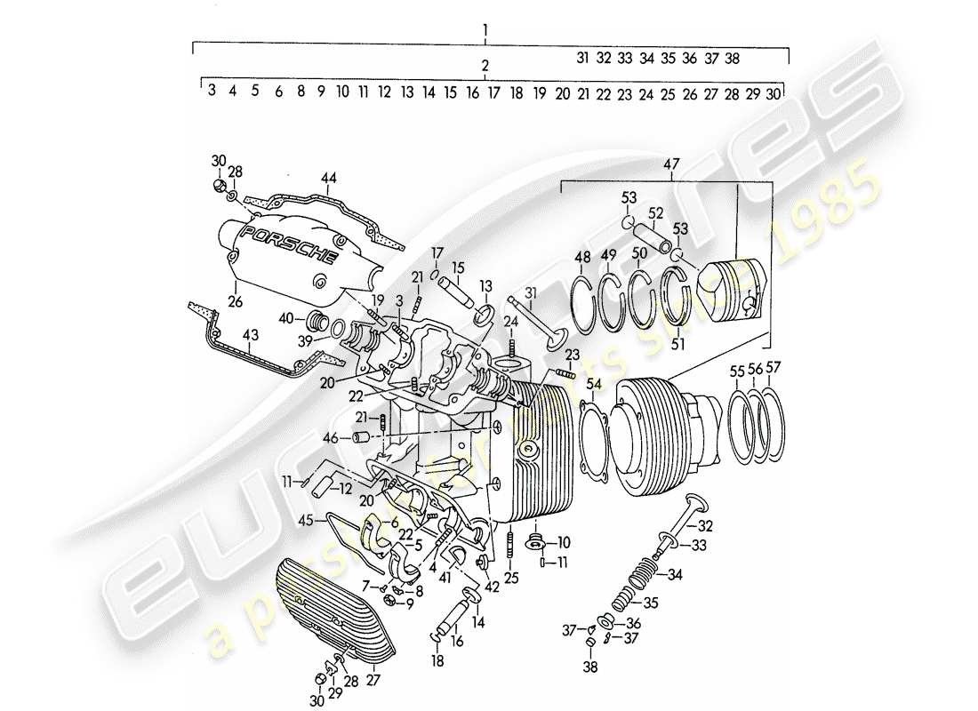 a part diagram from the porsche 356 parts catalogue