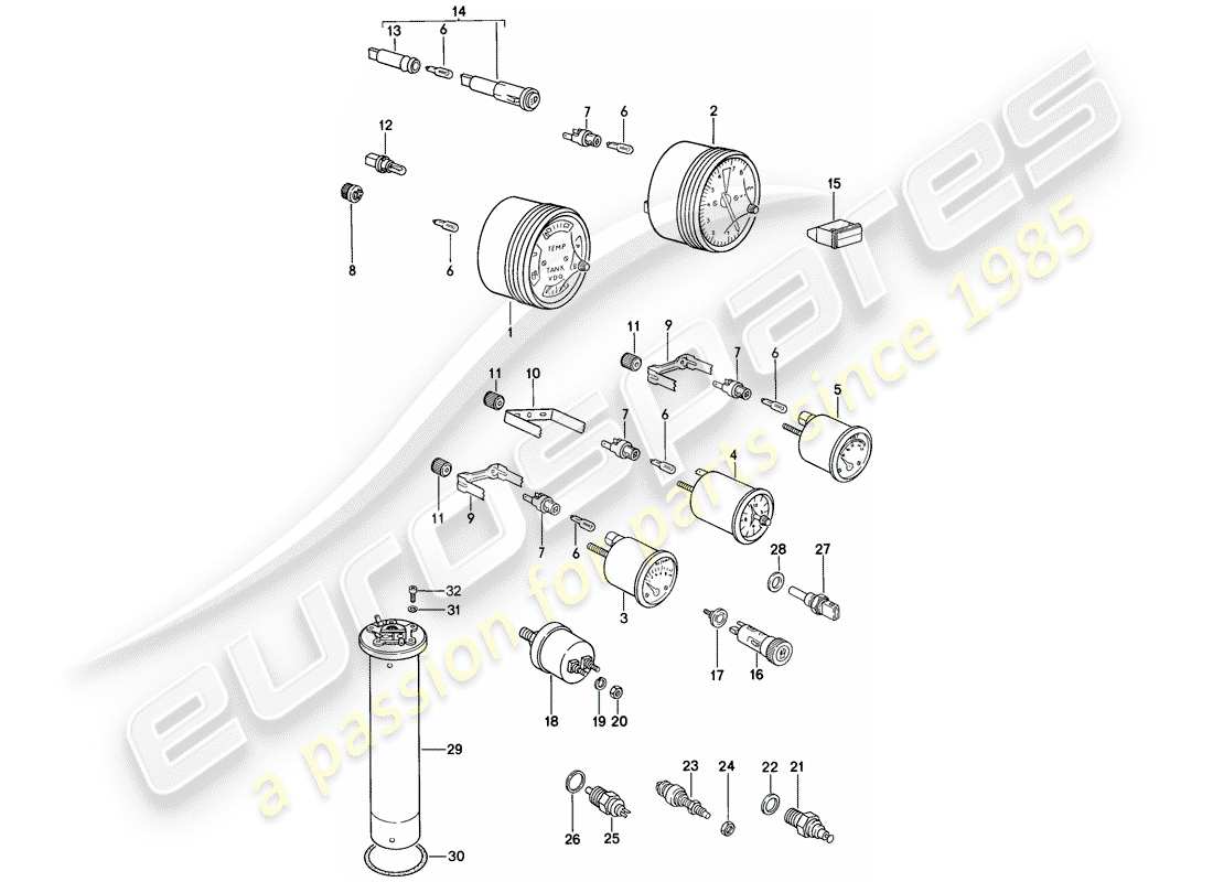 a part diagram from the porsche 944 (1983) parts catalogue