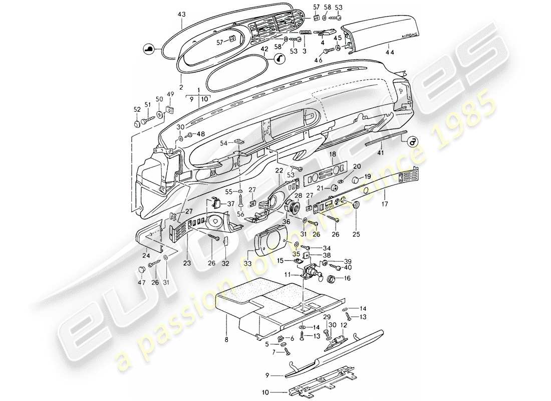 a part diagram from the porsche 968 parts catalogue