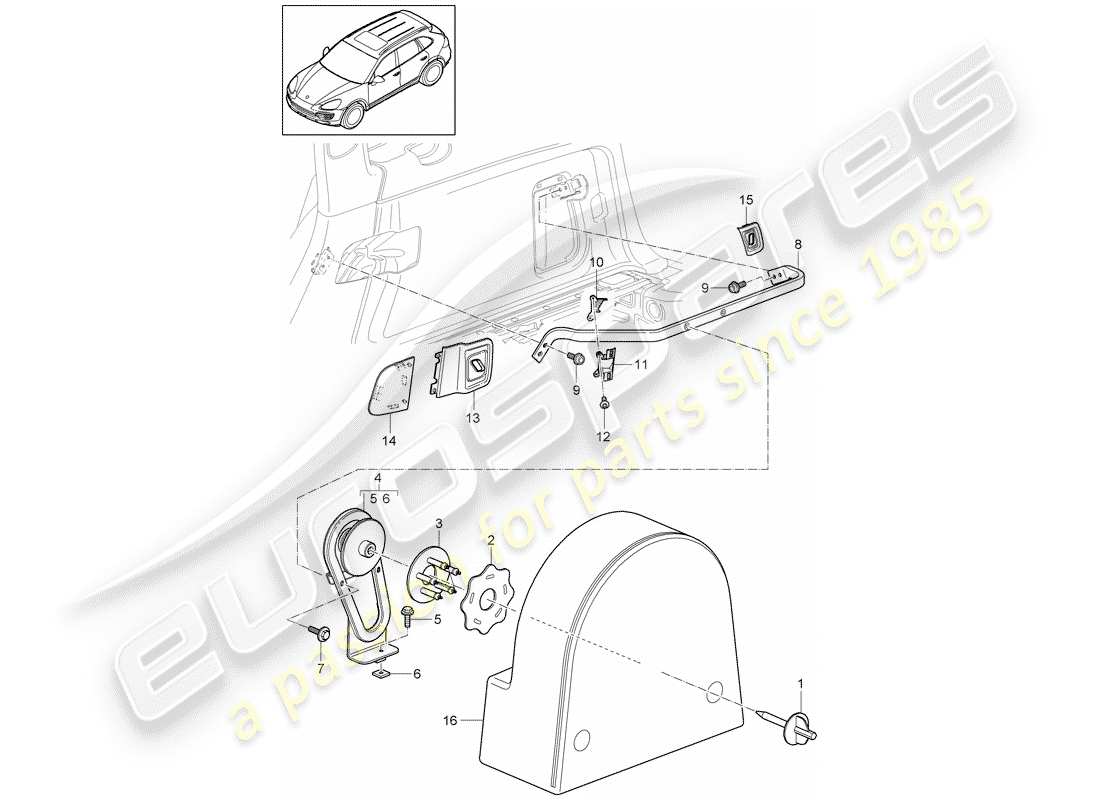 a part diagram from the porsche cayenne e2 (2015) parts catalogue