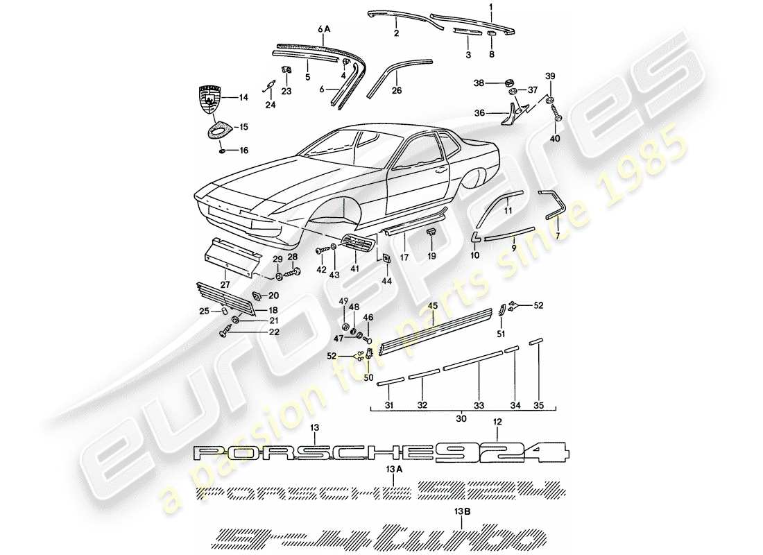 a part diagram from the porsche 924 parts catalogue