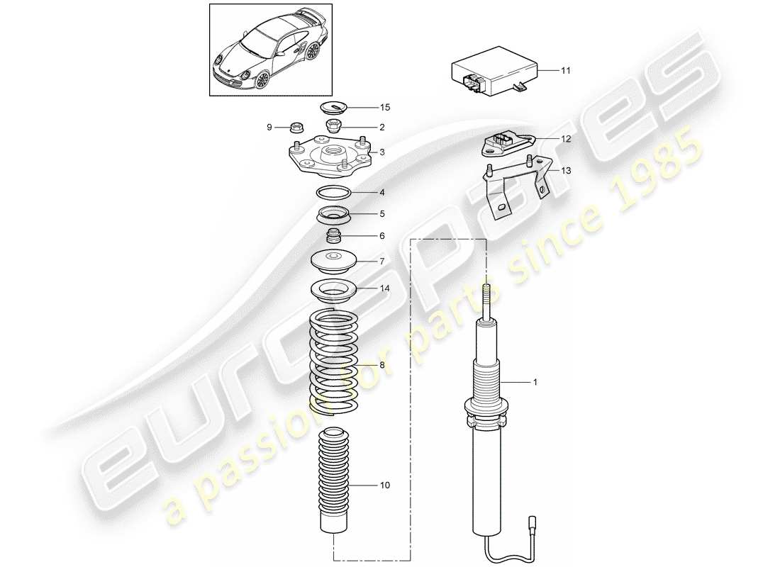 a part diagram from the porsche 911 t/gt2rs (2012) parts catalogue