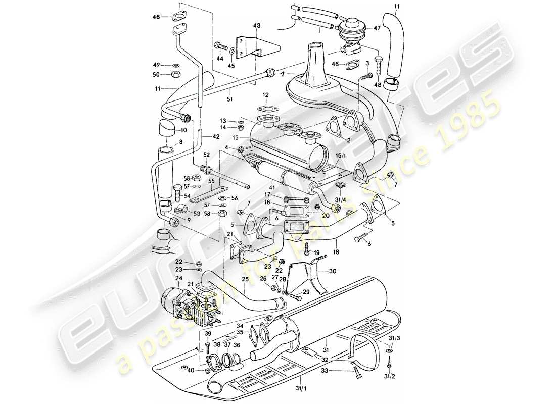 a part diagram from the porsche 911 parts catalogue