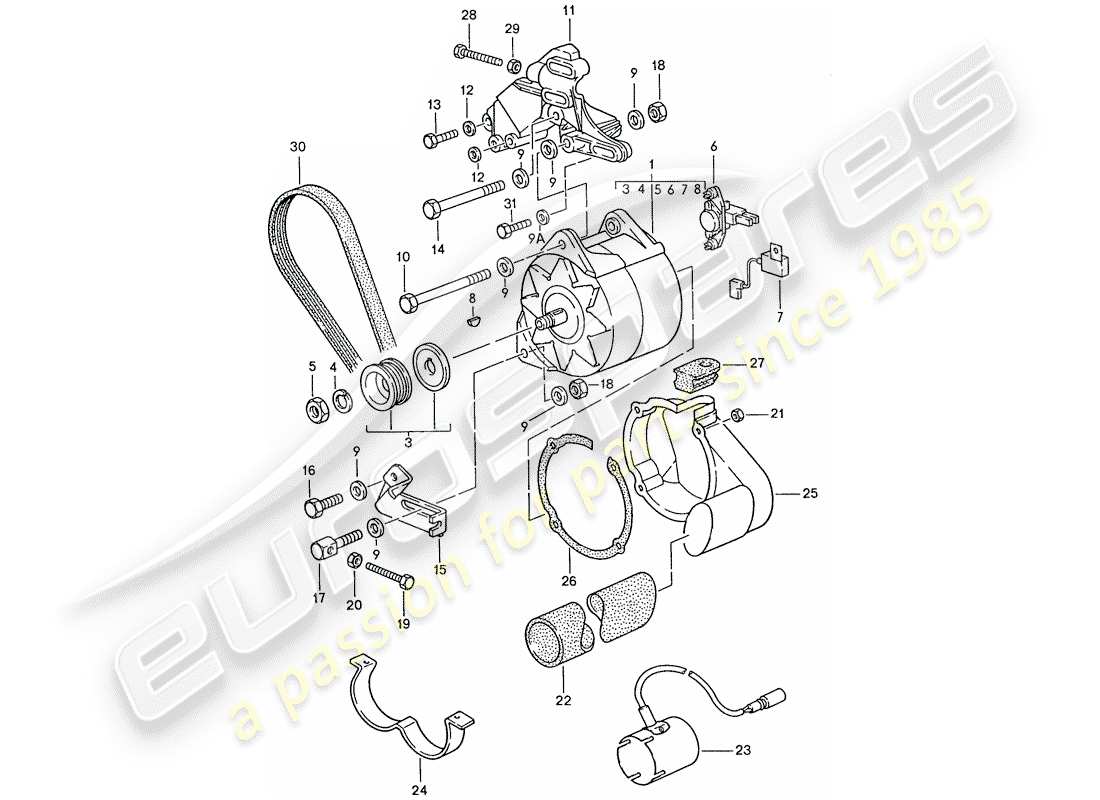 a part diagram from the porsche 928 parts catalogue