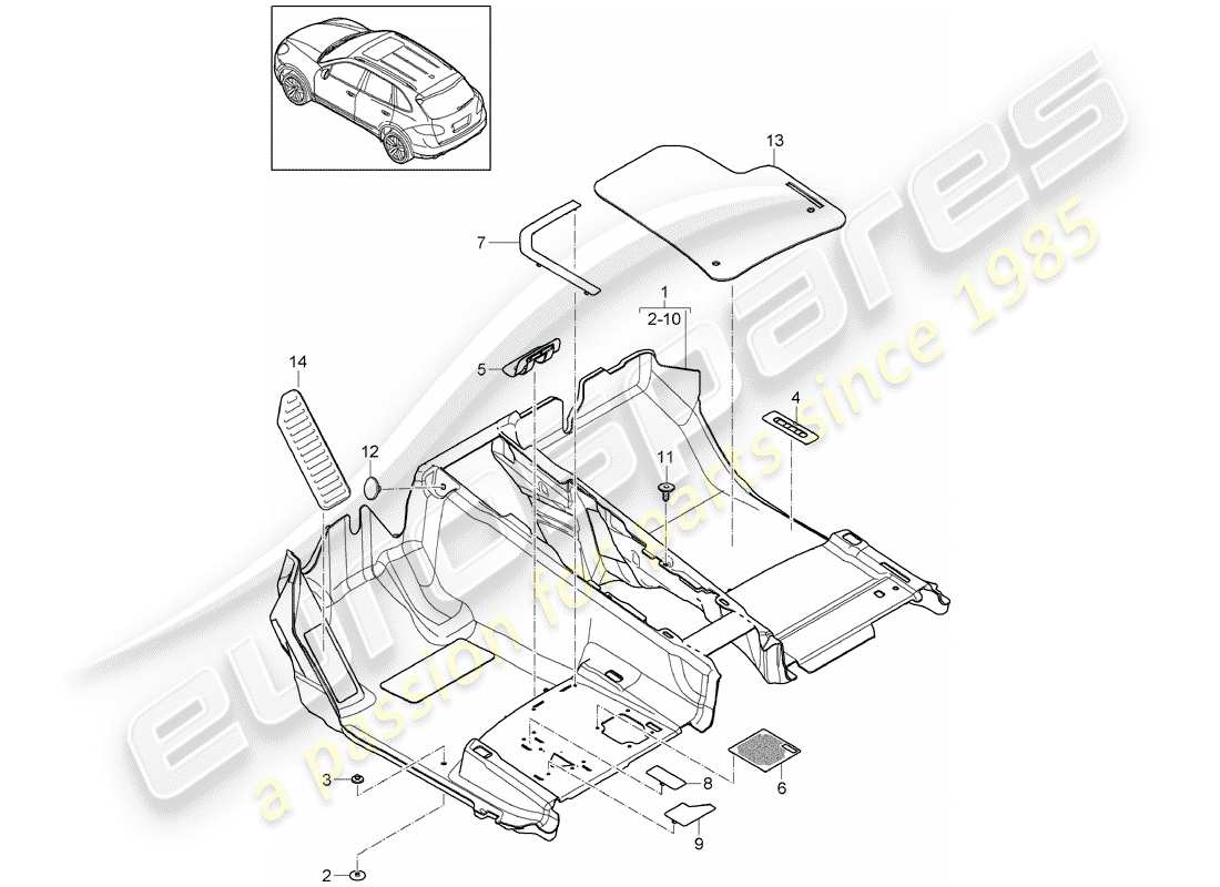 a part diagram from the porsche cayenne e2 (2018) parts catalogue