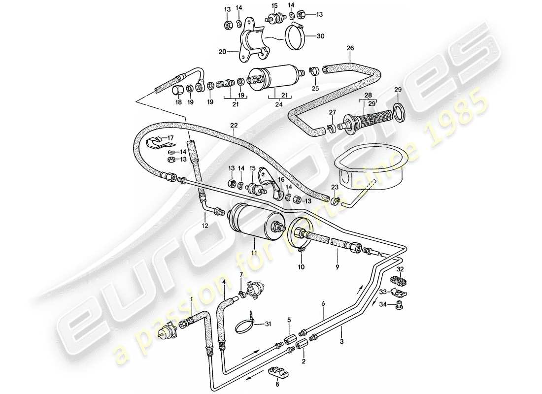 a part diagram from the porsche 924s parts catalogue