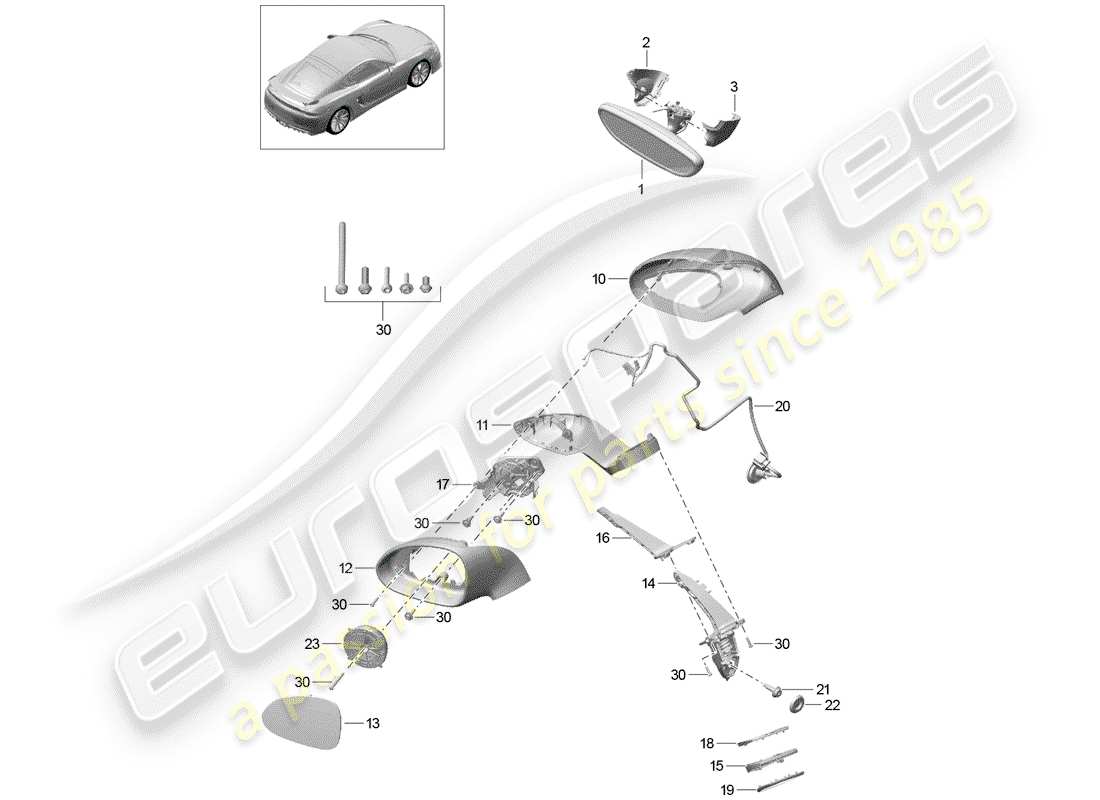 a part diagram from the porsche cayman gt4 parts catalogue