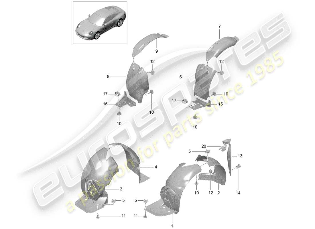 a part diagram from the porsche 991 parts catalogue