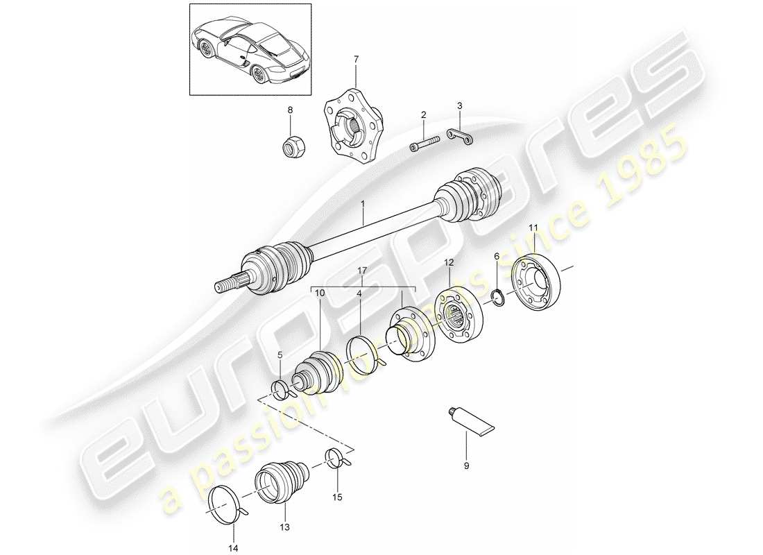 a part diagram from the porsche cayman parts catalogue