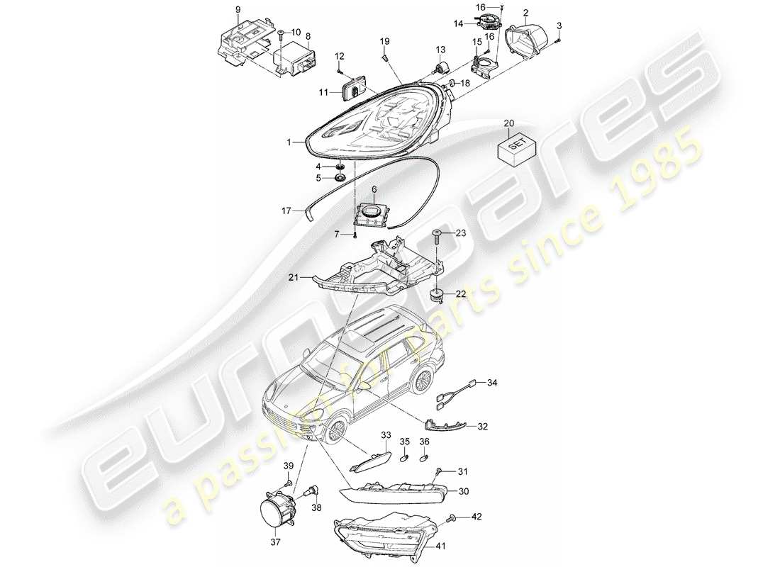 a part diagram from the porsche cayenne e2 parts catalogue