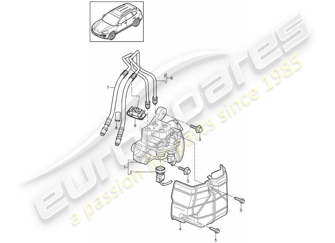 a part diagram from the porsche cayenne e2 (2011) parts catalogue