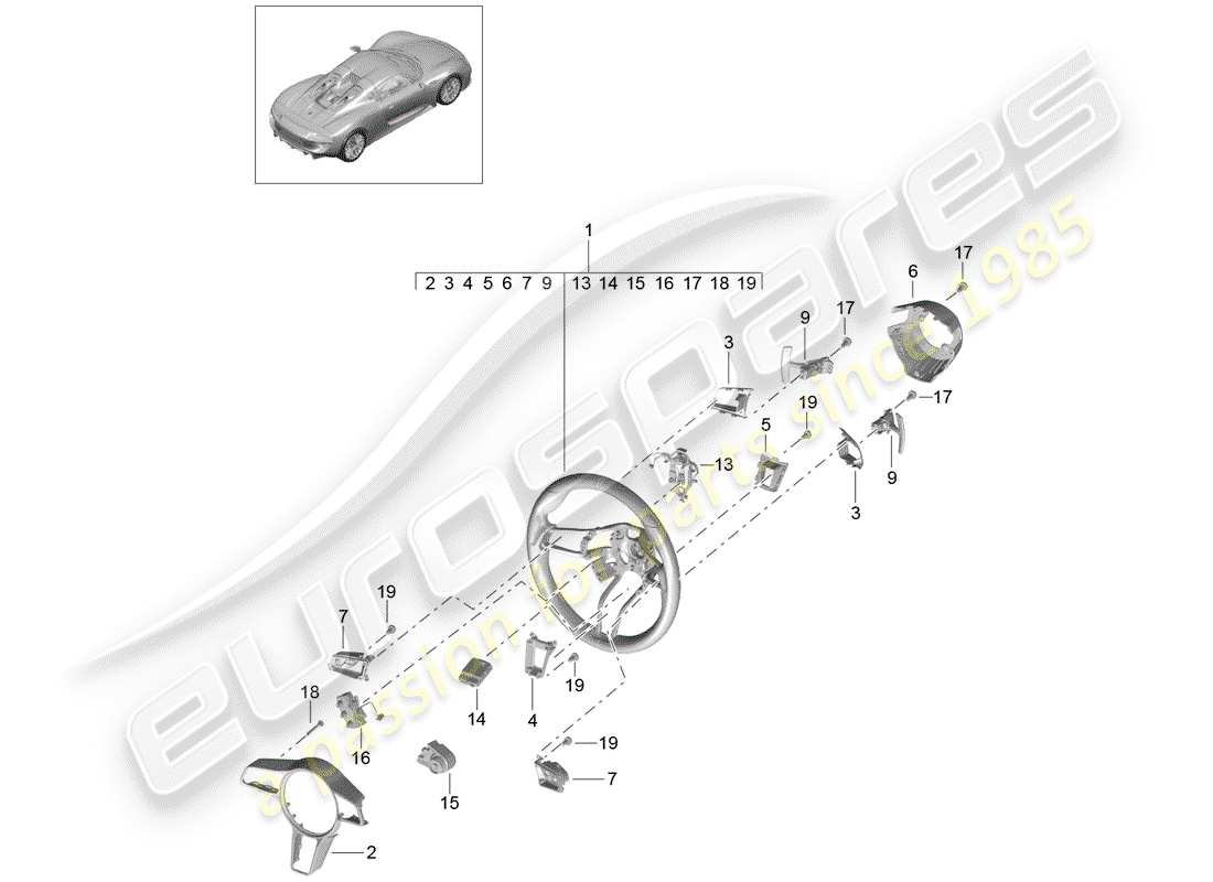 a part diagram from the porsche 918 spyder parts catalogue