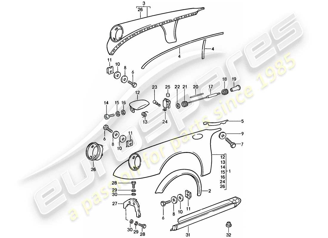 a part diagram from the porsche 911 (1986) parts catalogue