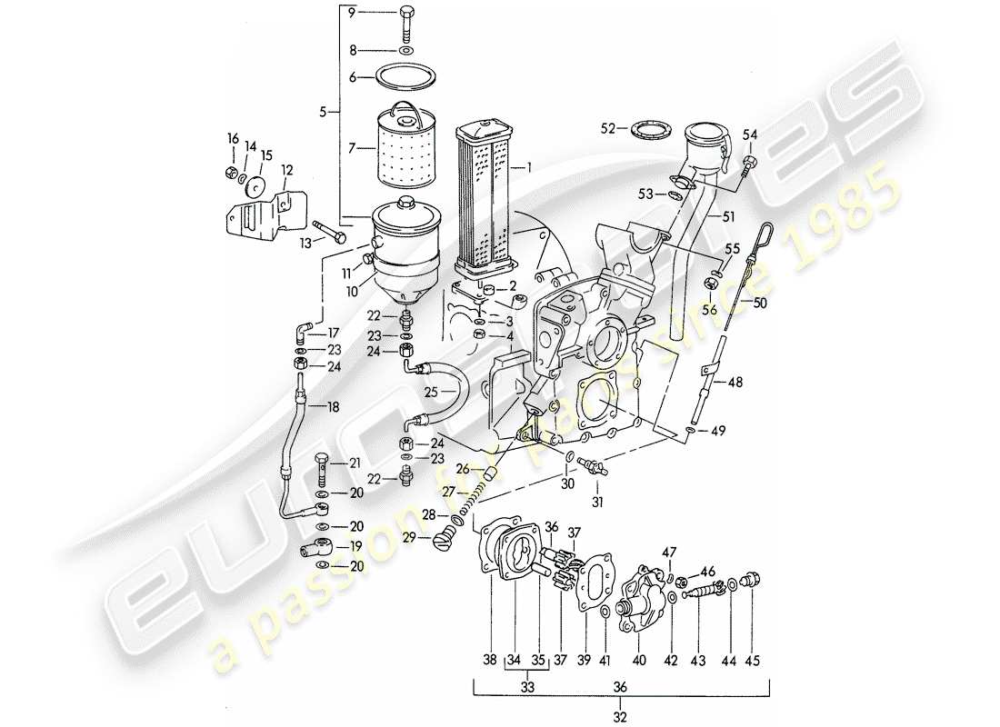 a part diagram from the porsche 356 parts catalogue