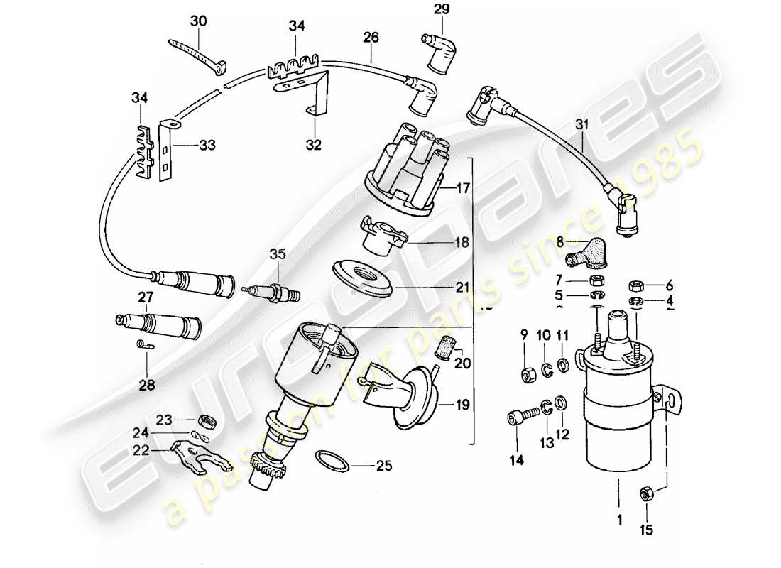 a part diagram from the porsche 924 parts catalogue