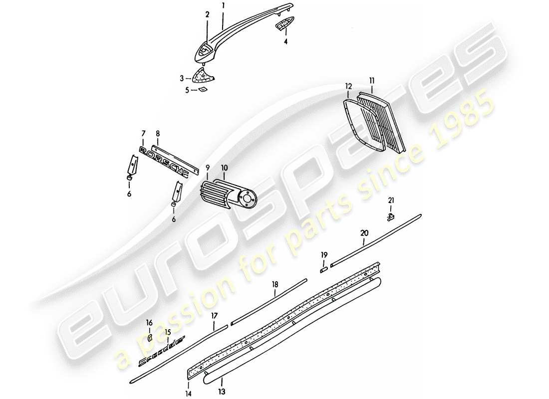 a part diagram from the porsche 356 parts catalogue