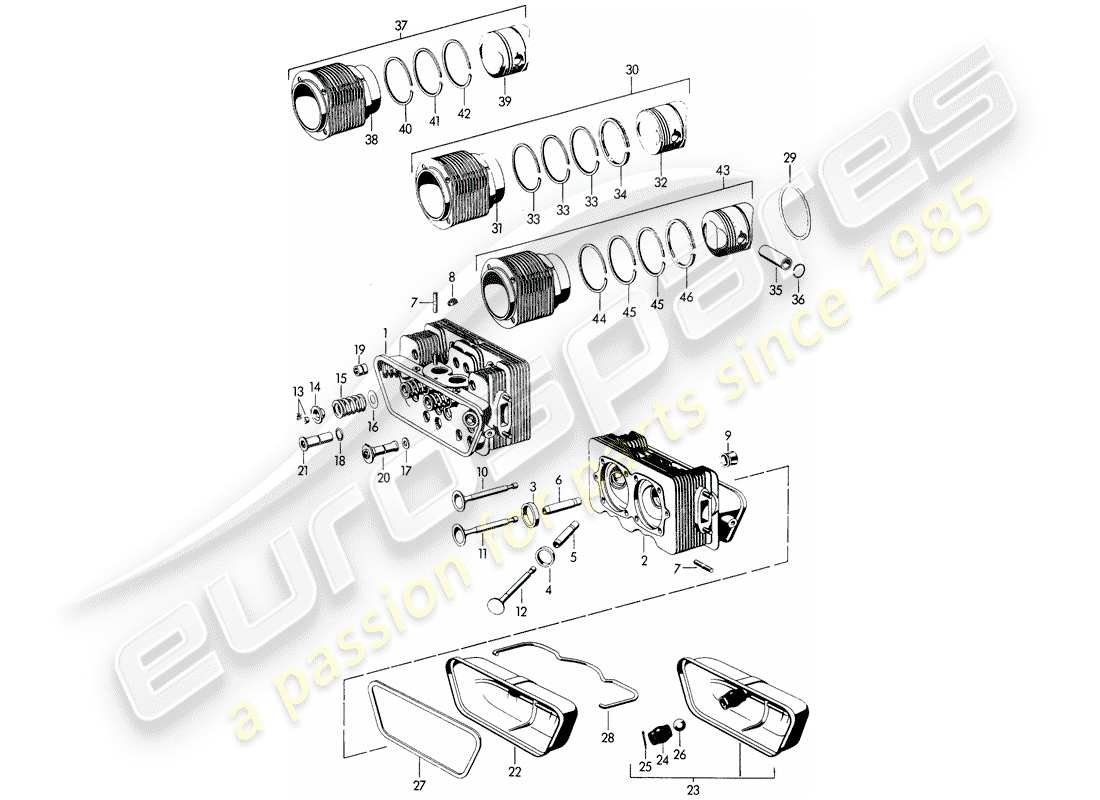 a part diagram from the porsche 356 parts catalogue