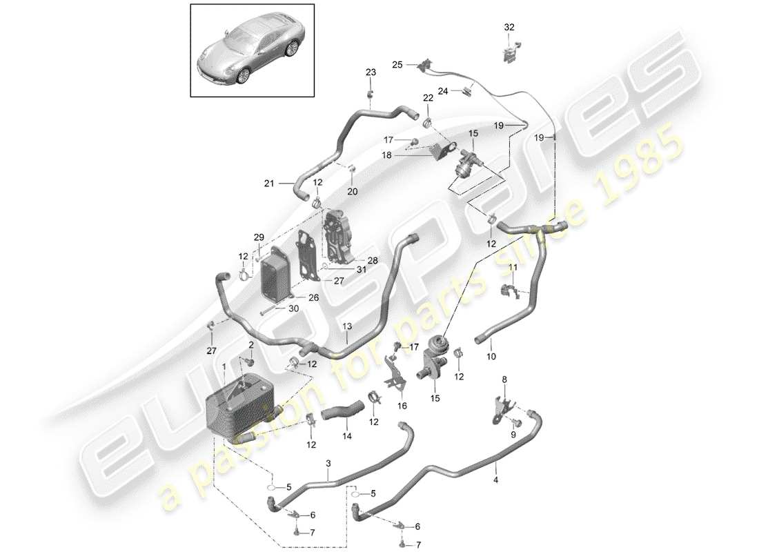 a part diagram from the porsche 991 gen. 2 parts catalogue