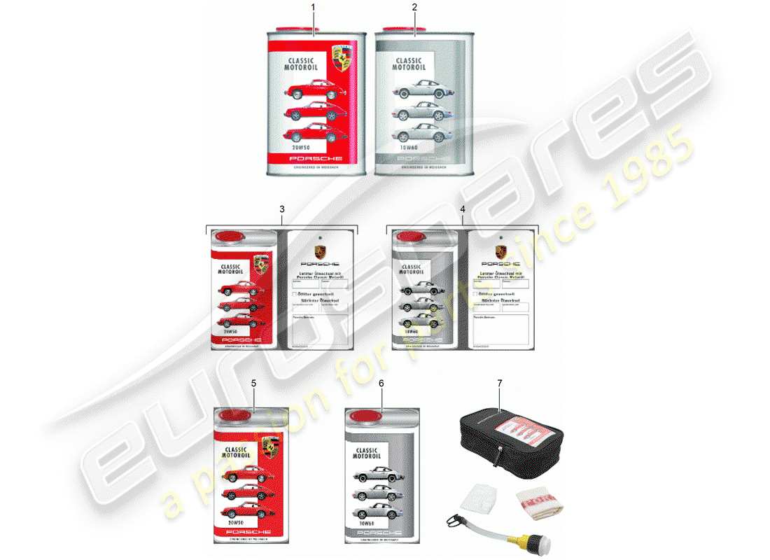 a part diagram from the porsche classic accessories (2011) parts catalogue