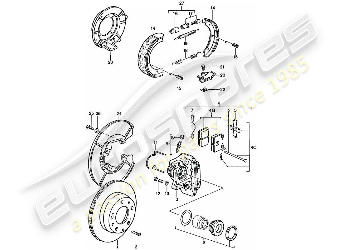 a part diagram from the porsche 924 parts catalogue