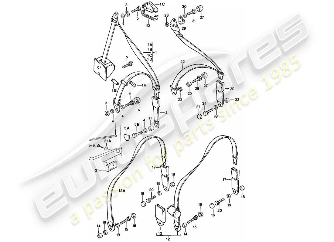 a part diagram from the porsche 924 parts catalogue