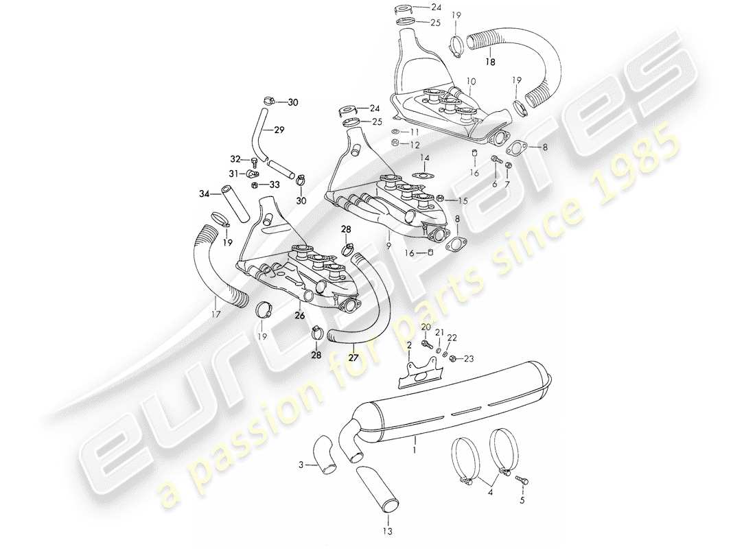 a part diagram from the porsche 911 parts catalogue