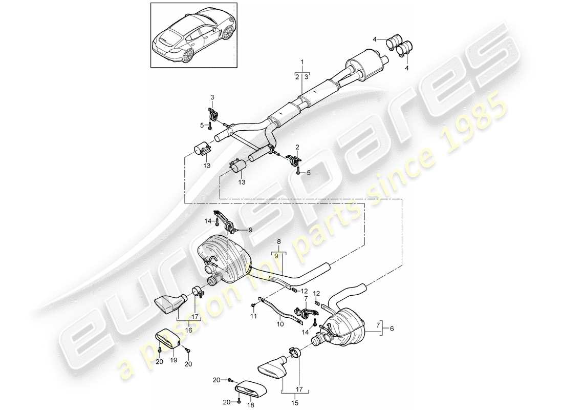 a part diagram from the porsche panamera 970 (2014) parts catalogue