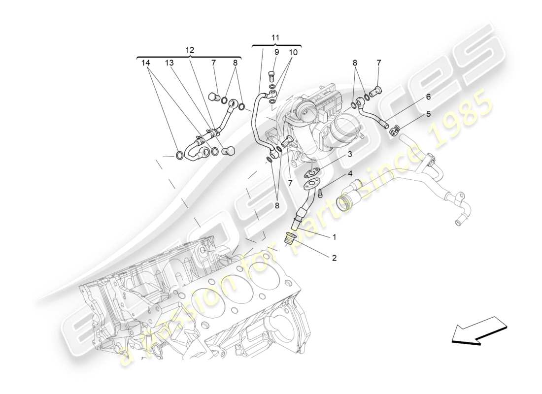 maserati qtp 3.0 tds v6 275hp (2015) turbocharging system: lubrication and cooling part diagram