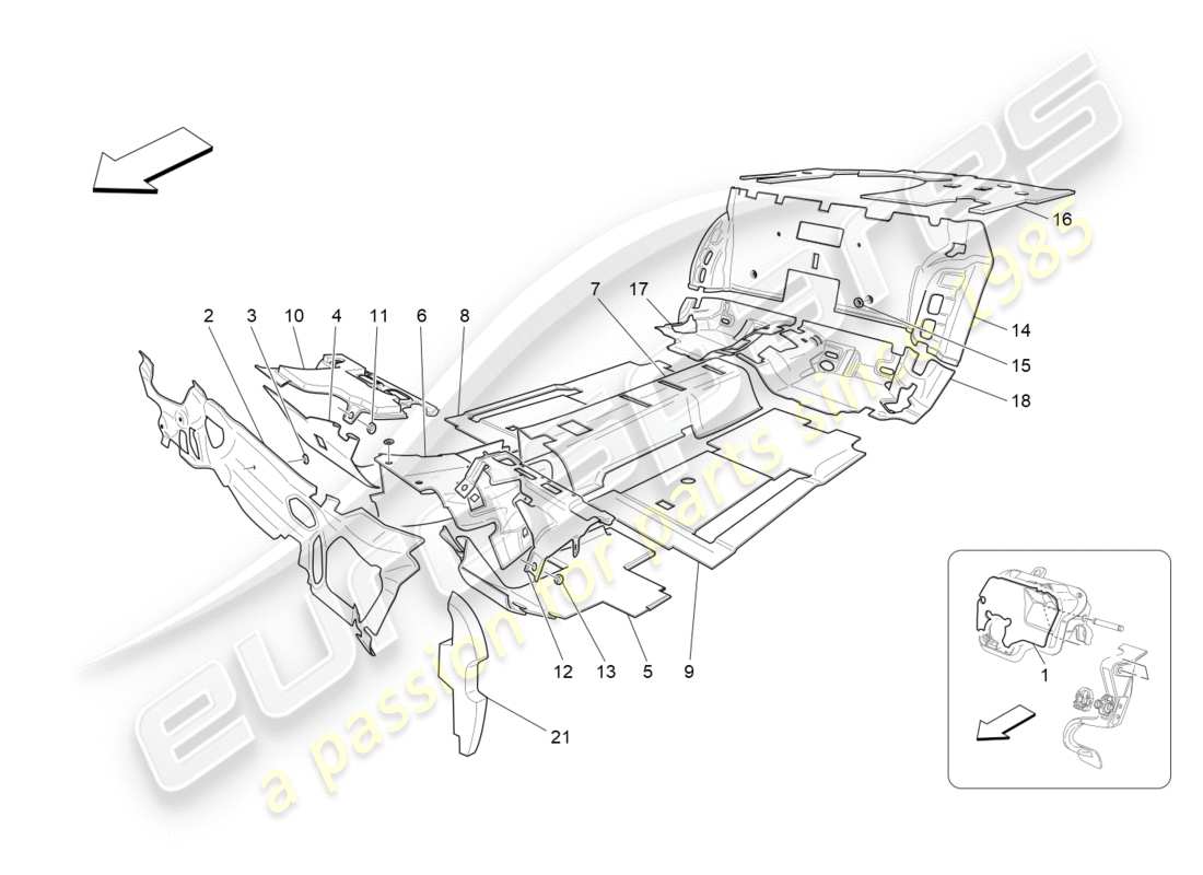 maserati qtp 3.0 tds v6 275hp (2015) sound-proofing panels inside the vehicle part diagram