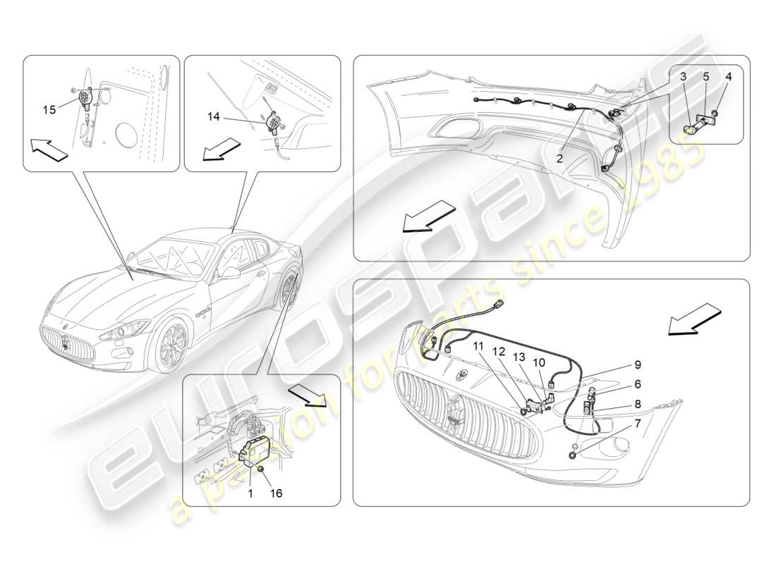 maserati granturismo (2011) parking sensors parts diagram