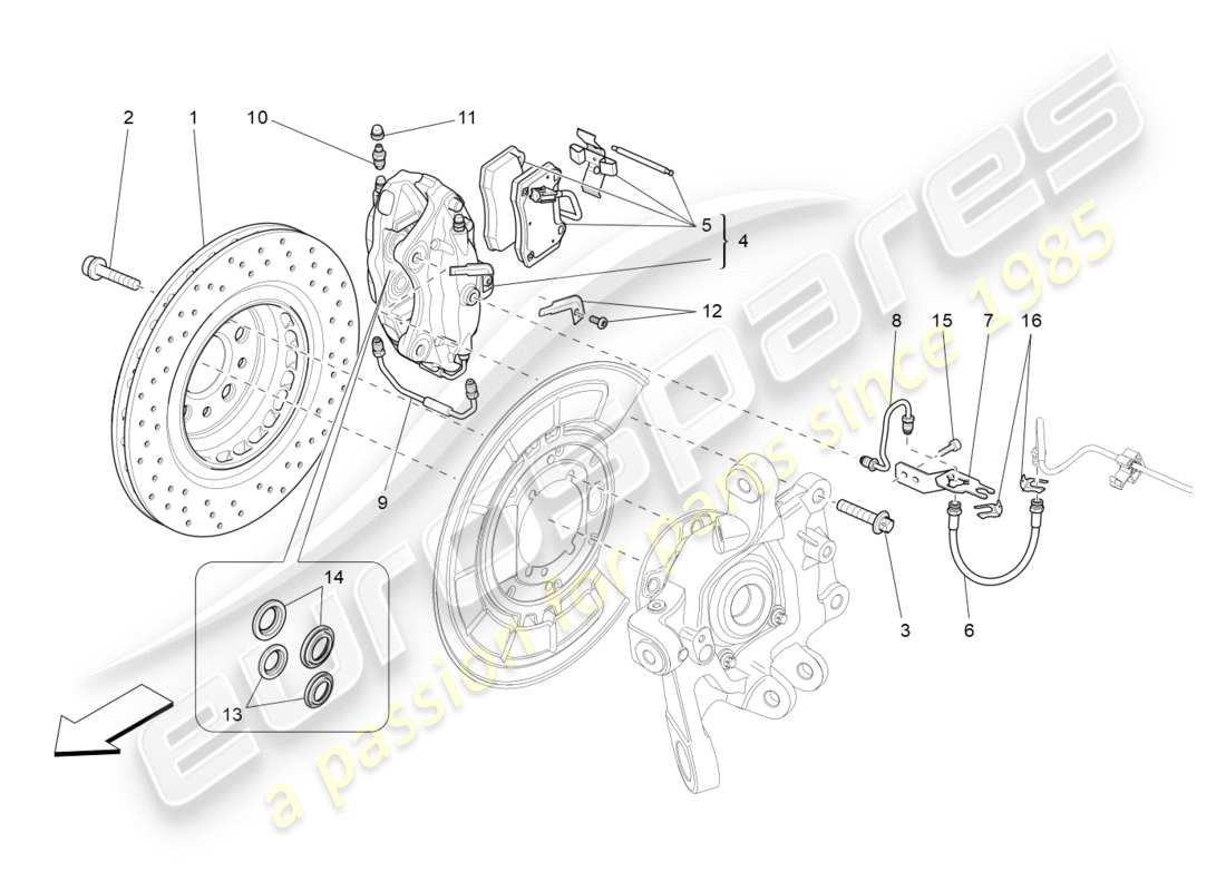 maserati qtp 3.0 bt v6 410hp (2014) braking devices on rear wheels part diagram