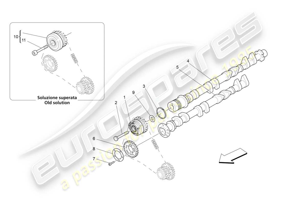 maserati granturismo (2016) rh cylinder head camshafts part diagram