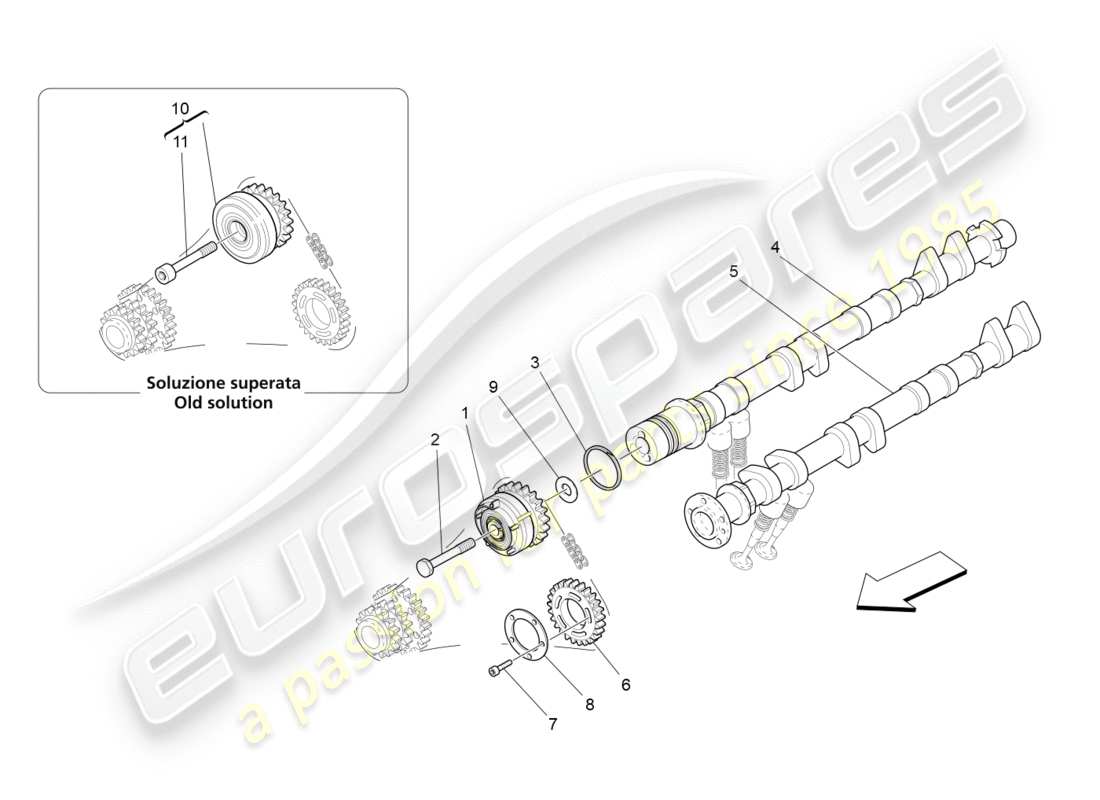 maserati granturismo (2009) lh cylinder head camshafts part diagram