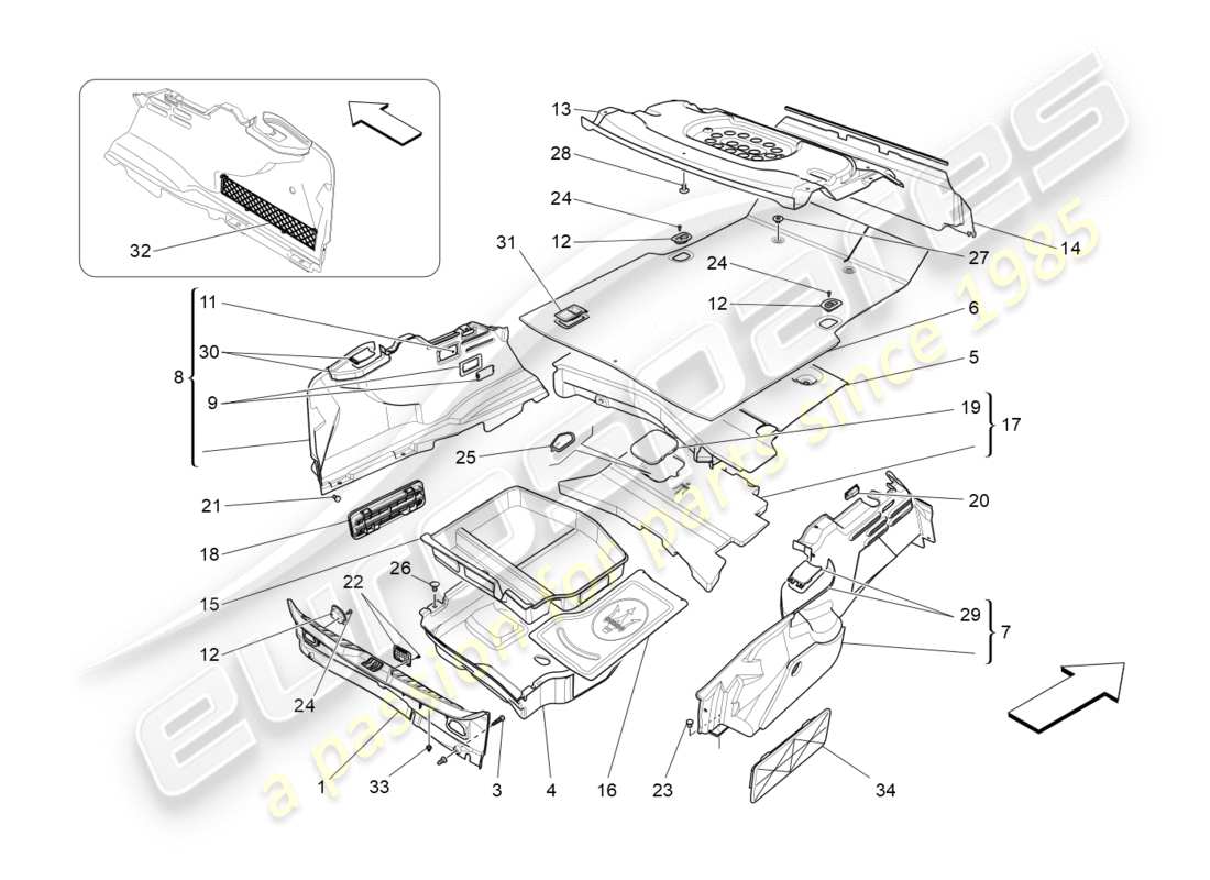 maserati qtp 3.0 tds v6 275hp (2015) luggage compartment mats part diagram