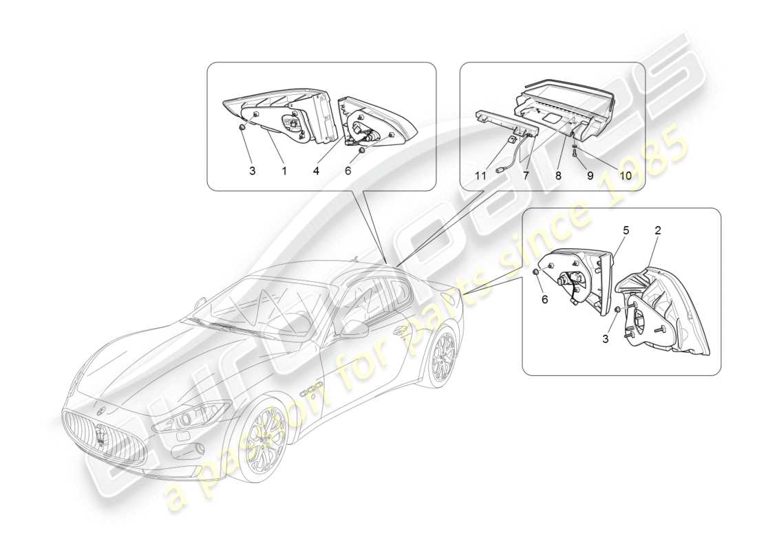 maserati granturismo (2008) taillight clusters parts diagram