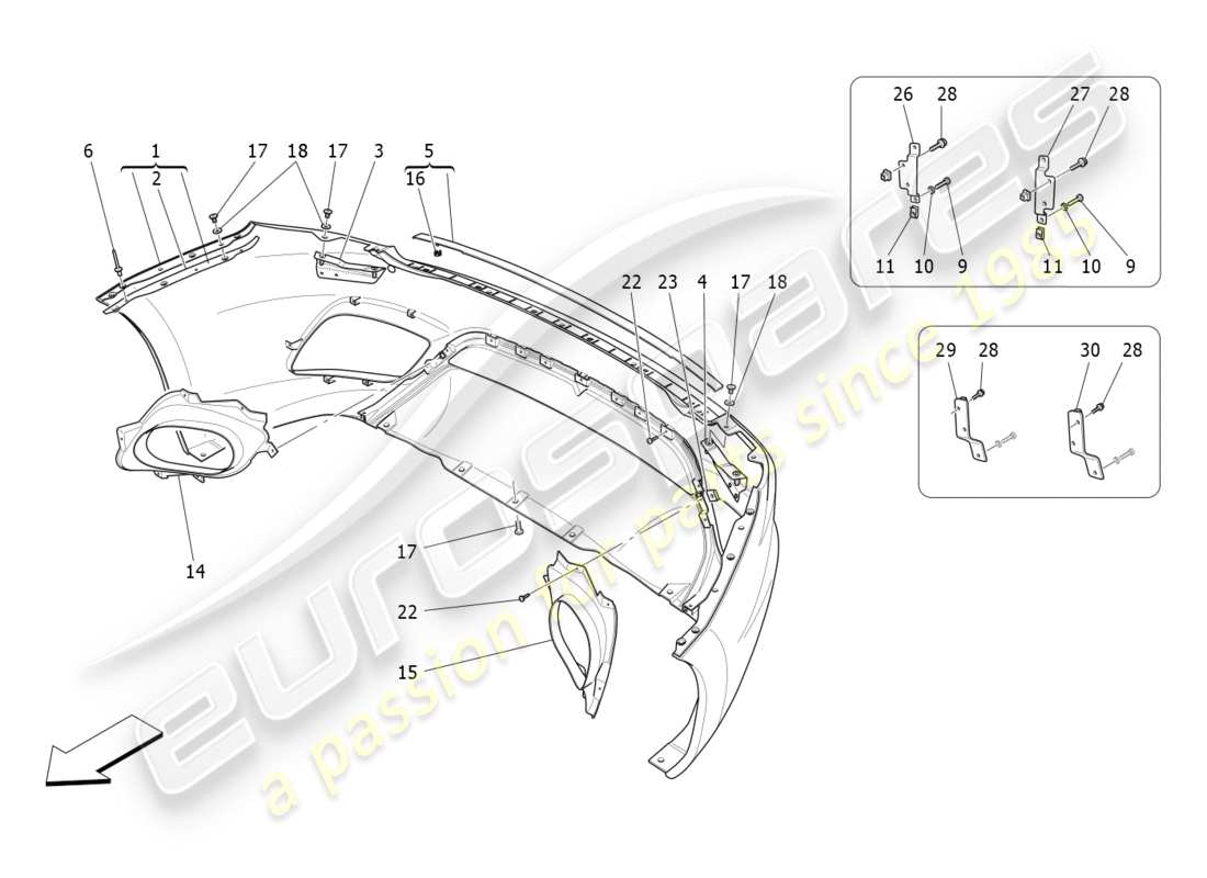 maserati granturismo s (2019) rear bumper parts diagram
