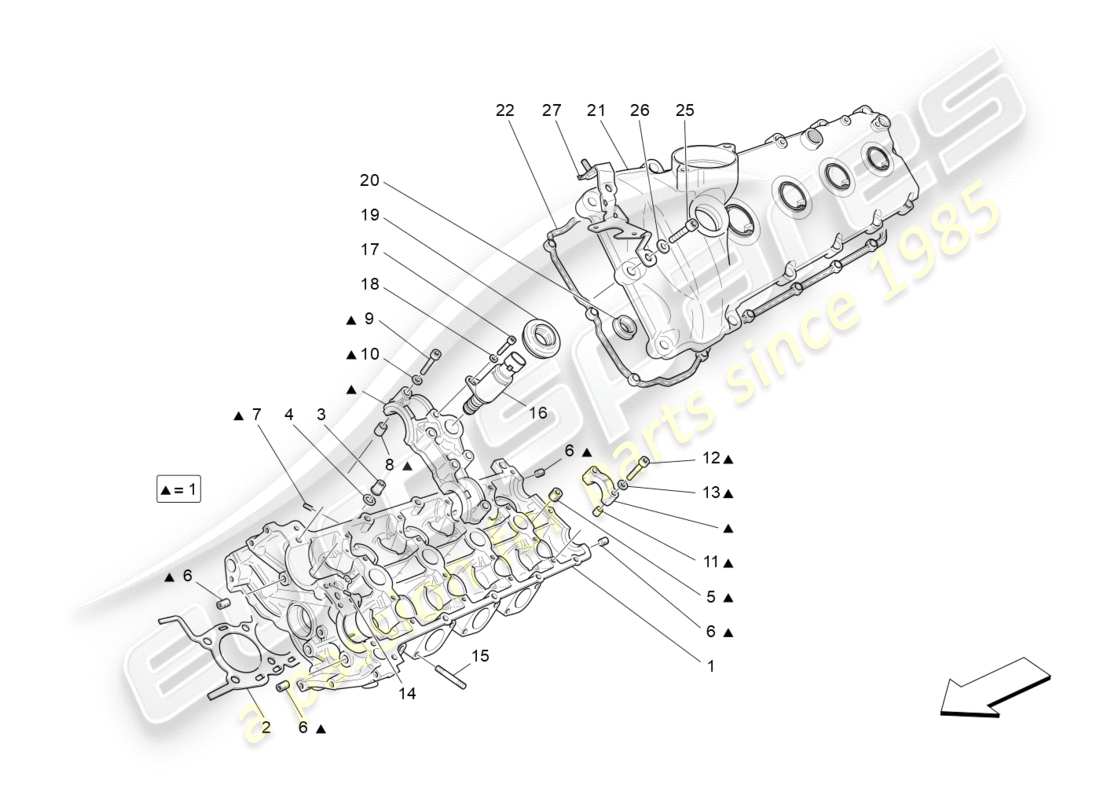 maserati granturismo s (2019) lh cylinder head parts diagram