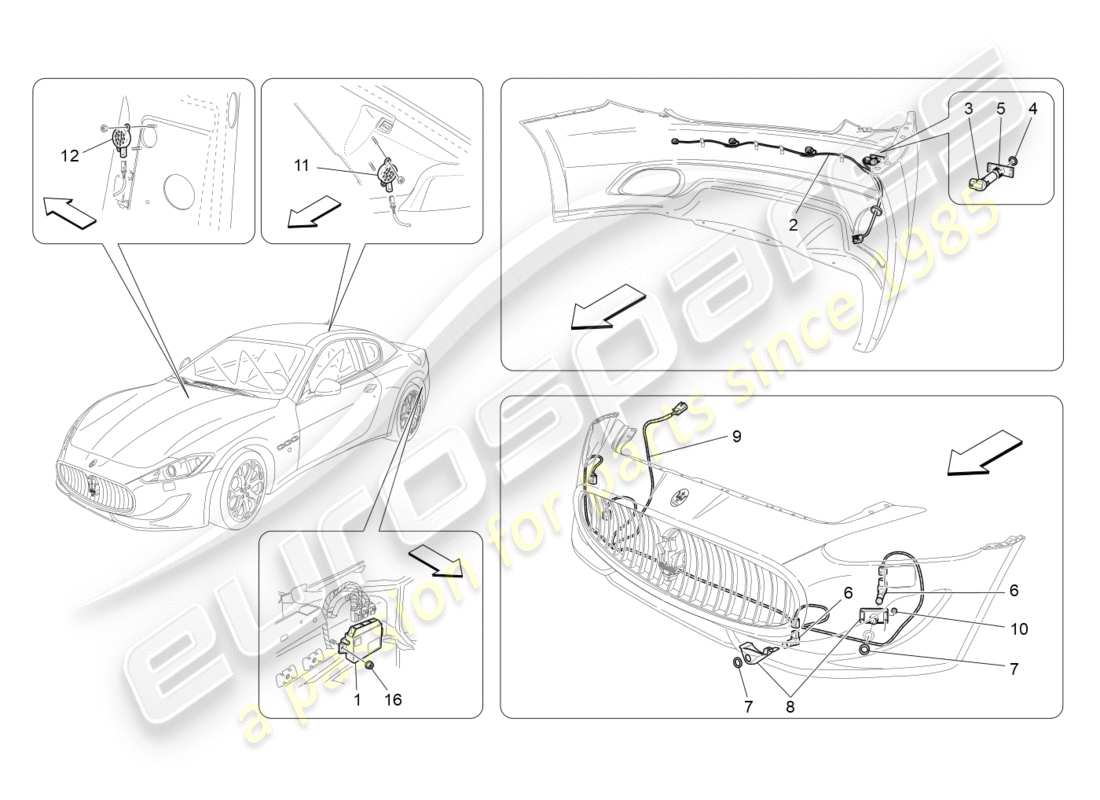 maserati granturismo s (2016) parking sensors parts diagram