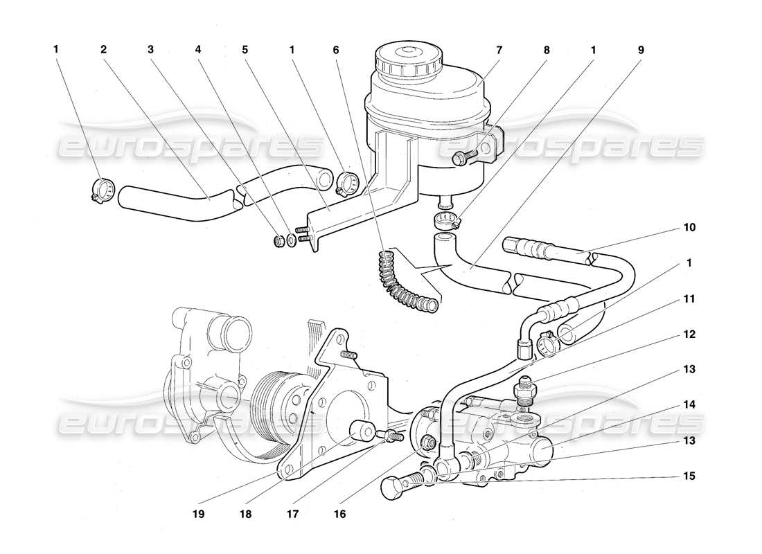 lamborghini diablo se30 (1995) power steering (optional) part diagram