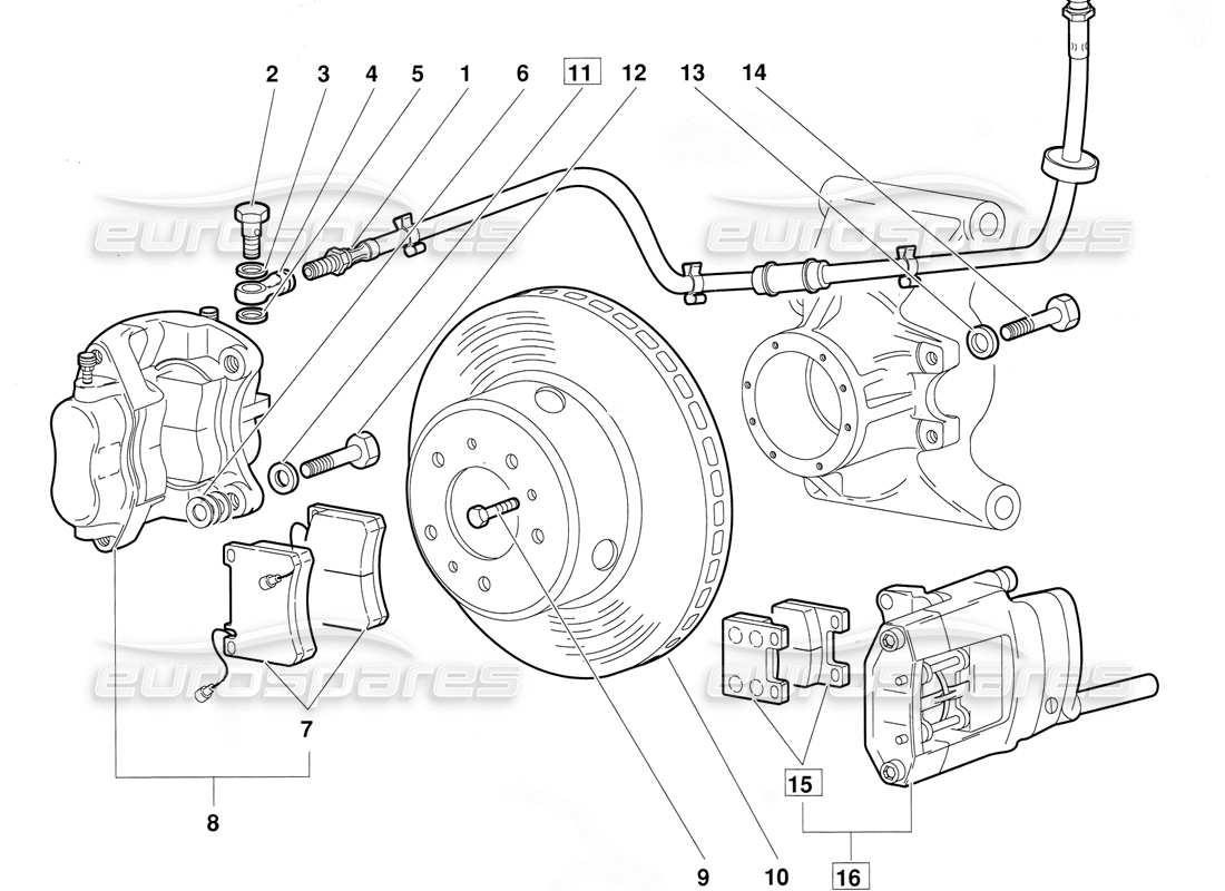 lamborghini diablo (1991) rear brakes (valid for june 1992 version) parts diagram