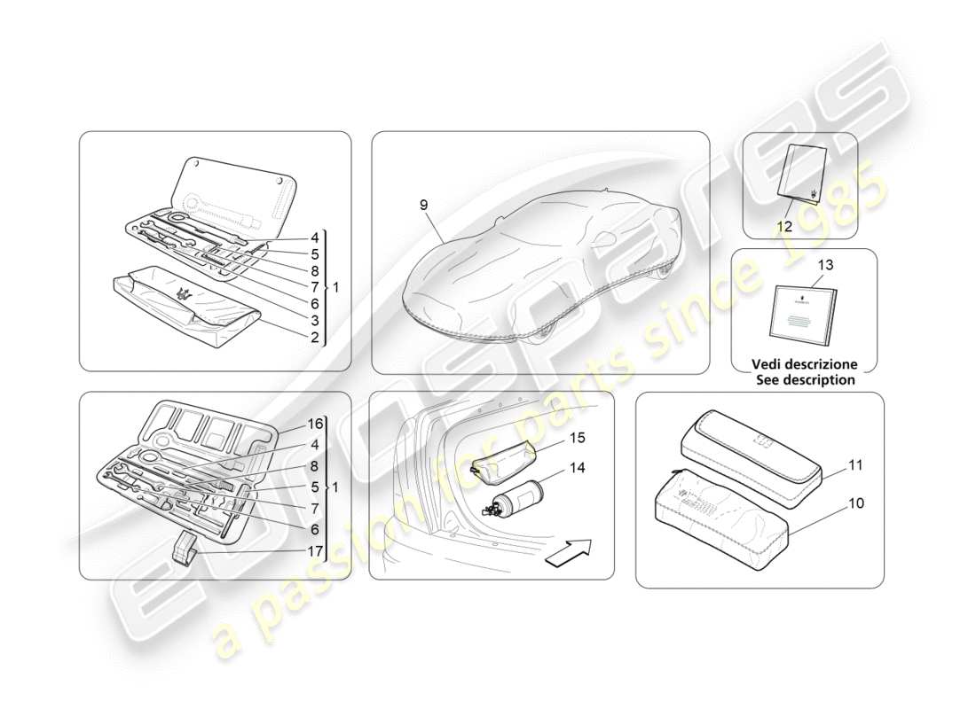 maserati granturismo (2016) standard provided part diagram