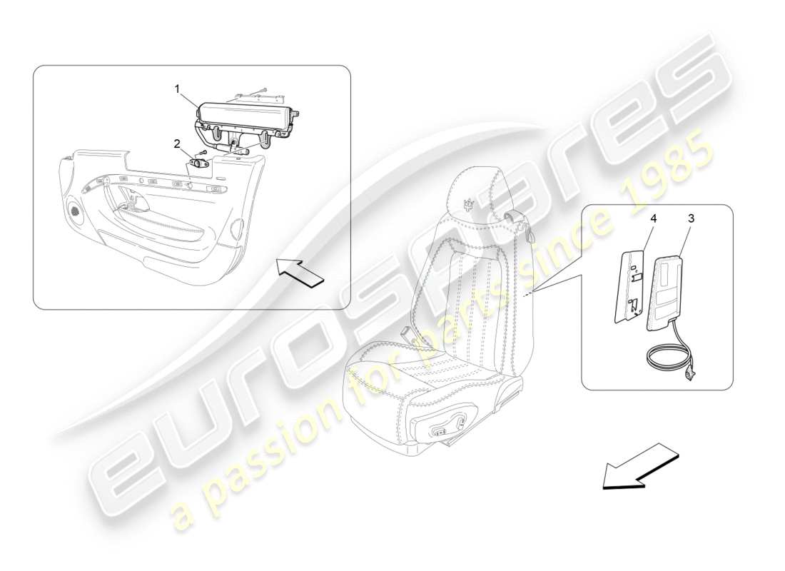 maserati granturismo (2014) front side bag system part diagram