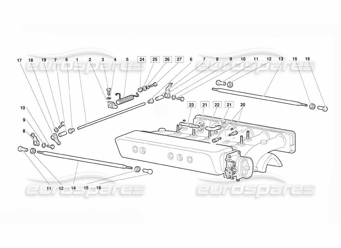 lamborghini diablo (1991) accelerator cables (valid for june 1992 version) parts diagram