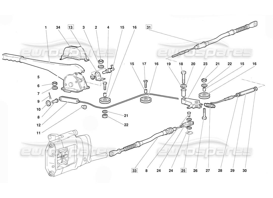 lamborghini diablo (1991) handbrake (valid for june 1992 version) part diagram