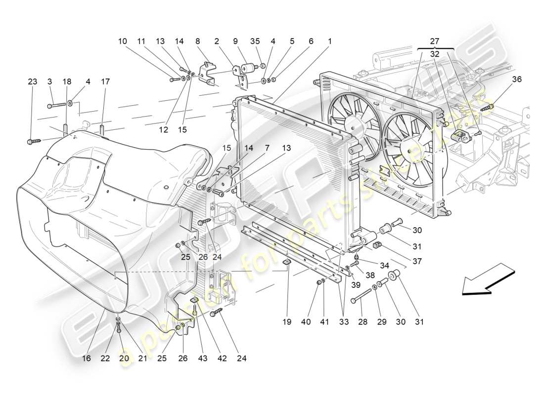 a part diagram from the maserati granturismo (2014) parts catalogue