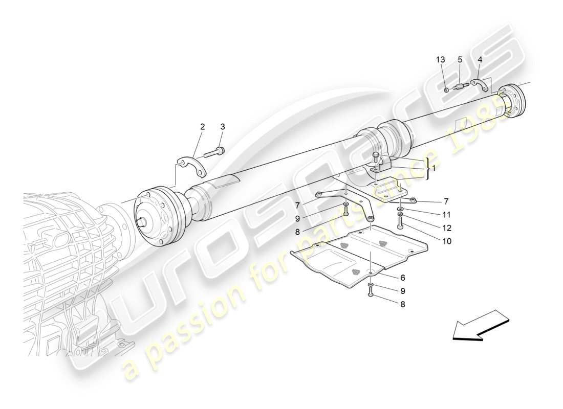 maserati granturismo (2016) transmission shaft part diagram