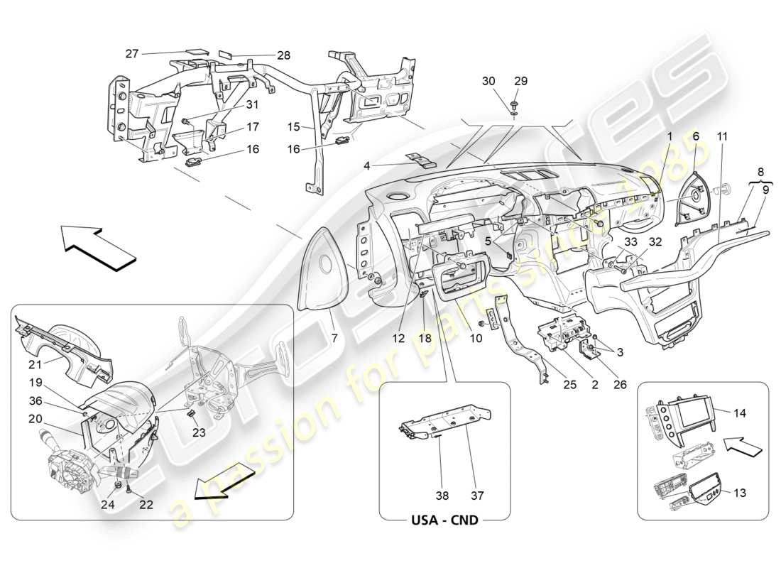 maserati granturismo (2015) dashboard unit part diagram